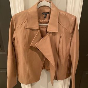Eileen Fisher real leather amber/beige jacket